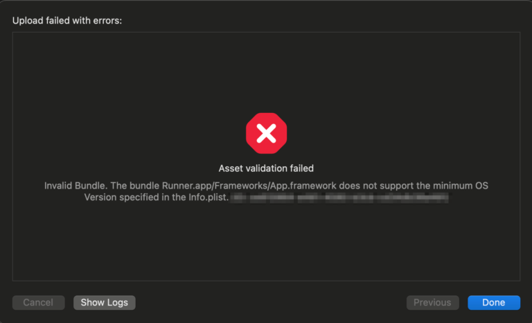 Minimum Os Version 【Flutter】iOSアプリのアップロードエラー:App.framework does not support the minimum OS ...